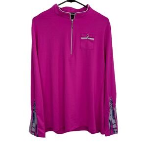 Jamie Sadock Golf Top Womens  Pink Long Sleeve Shirt Zip Golf Cuff Art Abstract